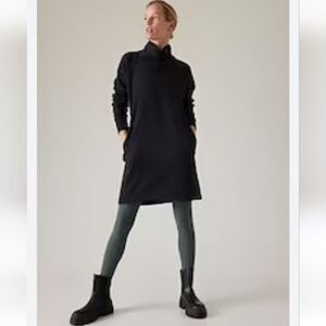 Athleta Cozy Karma Asymmetrical Neckline Sweatshirt Dress Black Size XXS